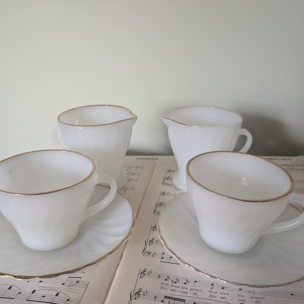 Elegant White and Gold Tea Set